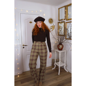 Brown Plaid Wool Trousers | S