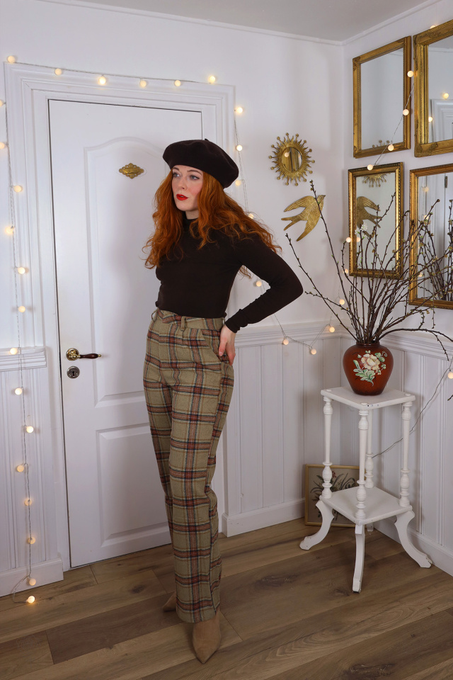 Brown Plaid Wool Trousers | S