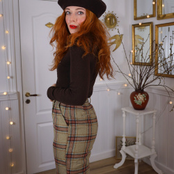 Brown Plaid Wool Trousers | S