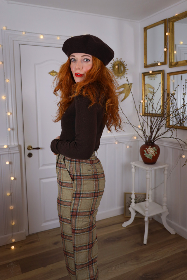 Brown Plaid Wool Trousers | S