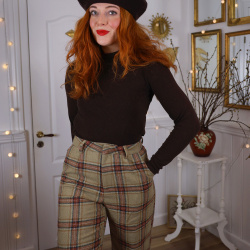 Brown Plaid Wool Trousers | S