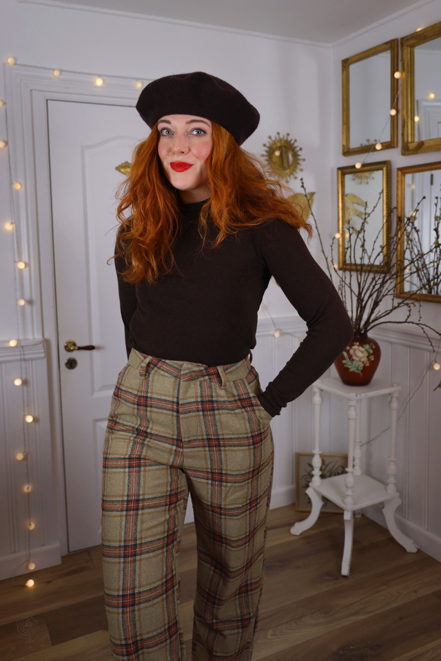 Brown Plaid Wool Trousers | S