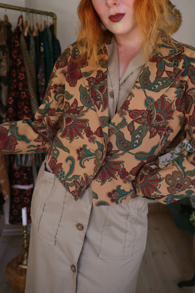Brown Floral Autumn Vintage Jacket | M