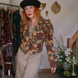 Brown Floral Autumn Vintage Jacket | M