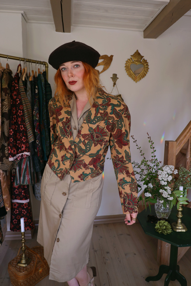 Brown Floral Autumn Vintage Jacket | M
