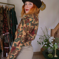 Brown Floral Autumn Vintage Jacket | M