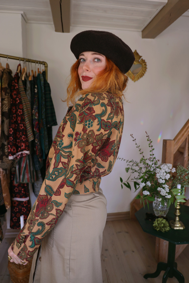 Brown Floral Autumn Vintage Jacket | M
