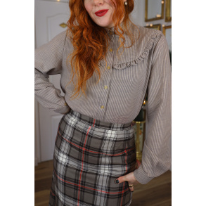 Brown Tiny Pattern Vintage Blouse | S/M