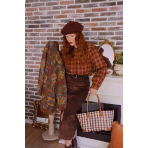 Brown Velvet Midi Skirt 