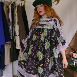 Groovy Lace &amp; Floral Vintage Dress | S
