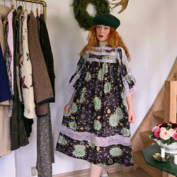 Groovy Lace &amp; Floral Vintage Dress | S