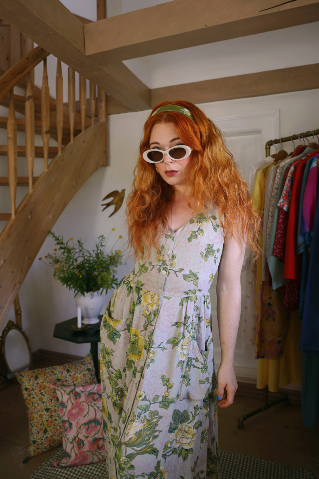 Sand Yellow Rose 90's Dress | S