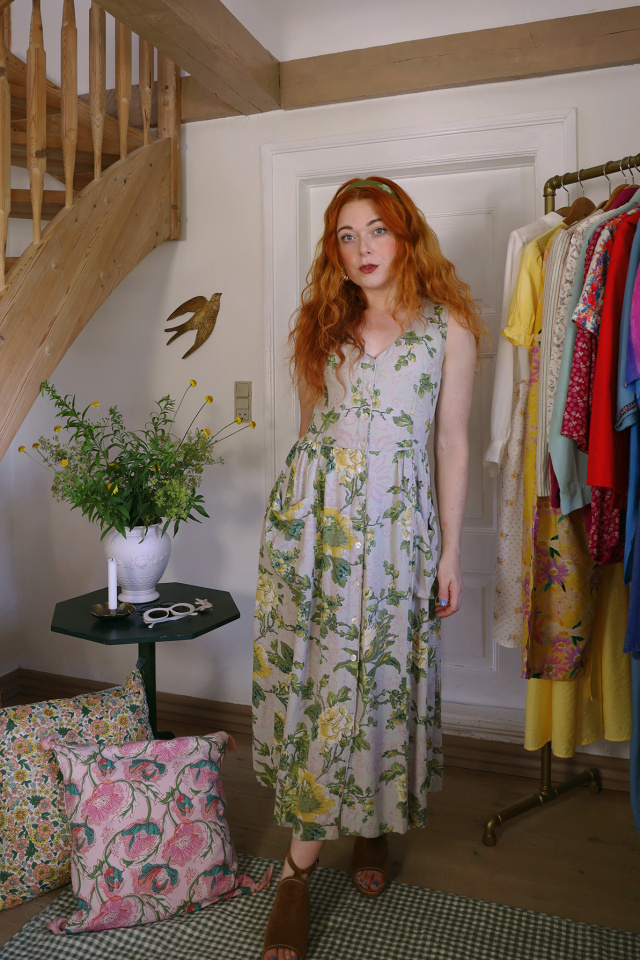 Sand Yellow Rose 90's Dress | S