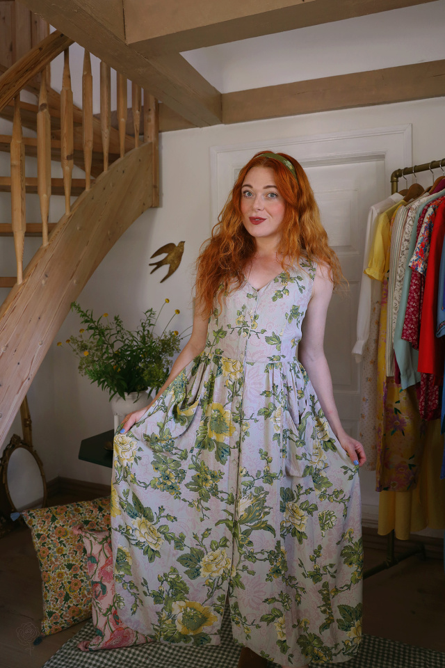 Sand Yellow Rose 90's Dress | S