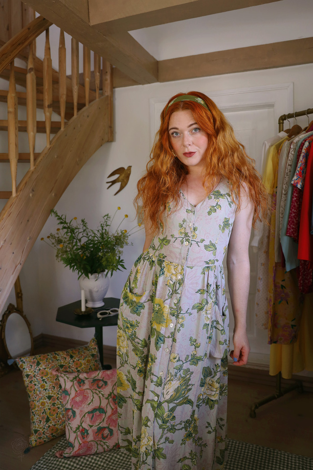 Sand Yellow Rose 90's Dress | S