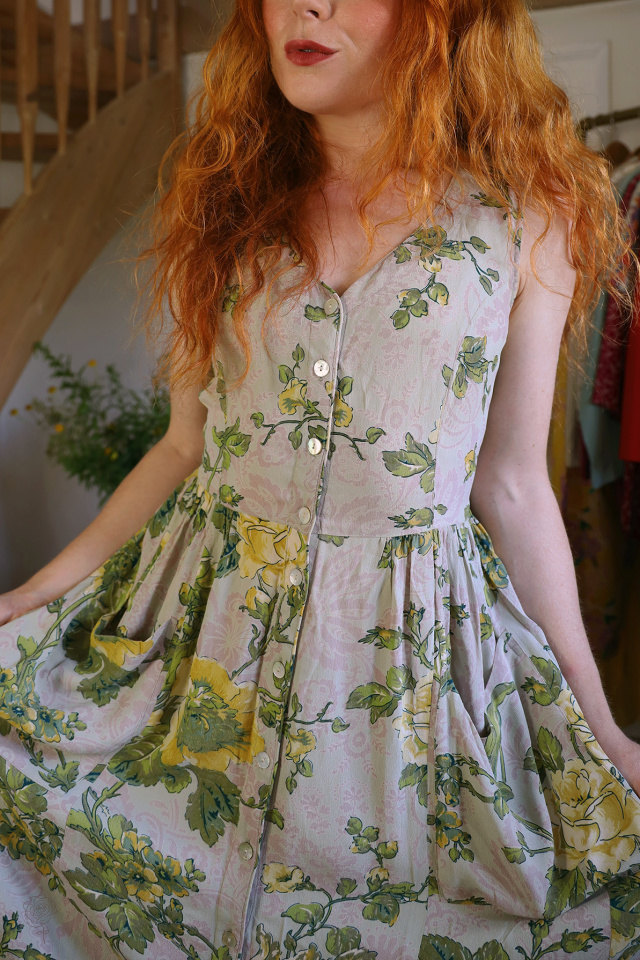 Sand Yellow Rose 90's Dress | S