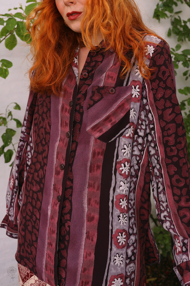 Burgundy Wine Red 90's Blouse | M