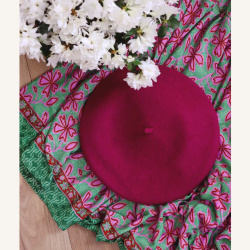 Bright Burgundy Wool Beret