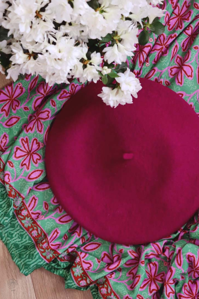 Bright Burgundy Wool Beret