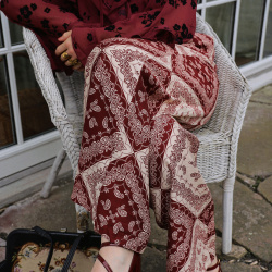 Burgundy Bloom Paisley Trousers 