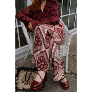 Burgundy Bloom Paisley Trousers 