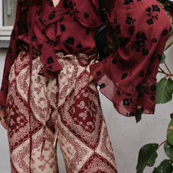 Burgundy Bloom Paisley Trousers 