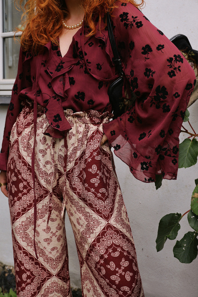 Burgundy Bloom Paisley Trousers 