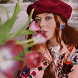 Bright Burgundy Wool Beret