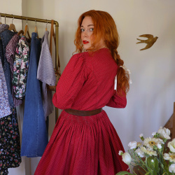 Romantic Burgundy Vintage Midi Dress | S