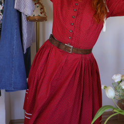 Romantic Burgundy Vintage Midi Dress | S