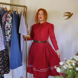 Romantic Burgundy Vintage Midi Dress | S