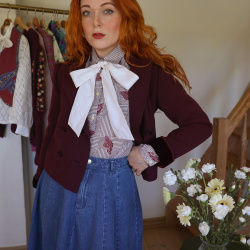 Dark Plum Elegant Short Vintage Jacket | S