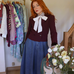 Dark Plum Elegant Short Vintage Jacket | S