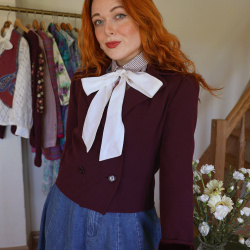 Dark Plum Elegant Short Vintage Jacket | S