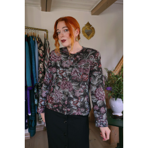 Black Burgundy Floral Vintage Jacket | S