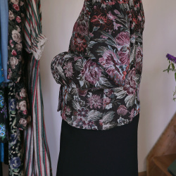 Black Burgundy Floral Vintage Jacket | S