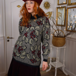 Burgundy Grey Grape Vintage Sweater | M