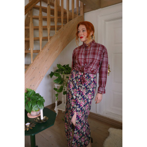 Burgundy Plaid Mens Cotton Blouse | S-L