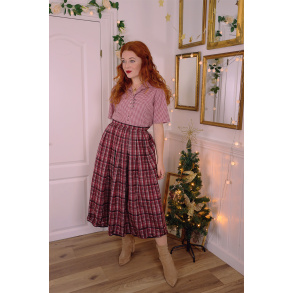 Burgundy Plaid Vintage Skirt | S