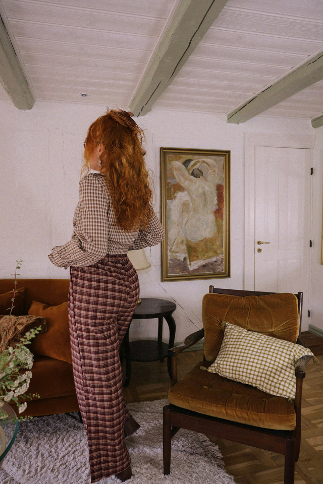 Autumn Kiss Burgundy Plaid Trousers
