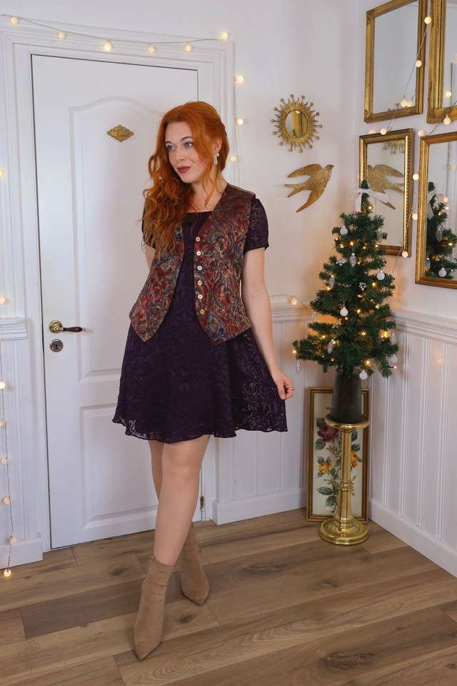 Shiny Festive Vintage Waistcoat | S