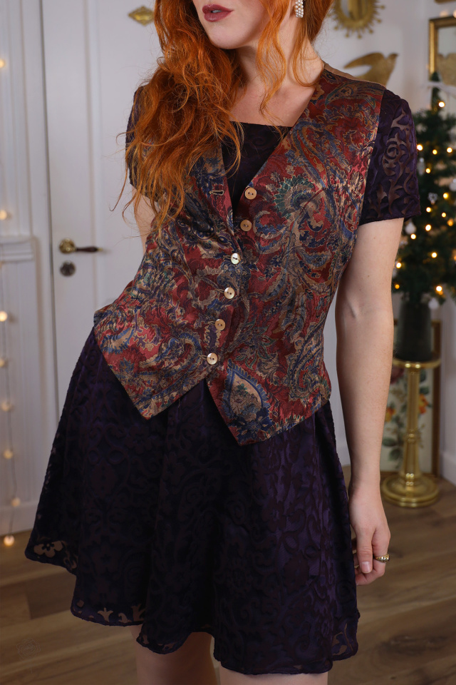 Shiny Festive Vintage Waistcoat | S
