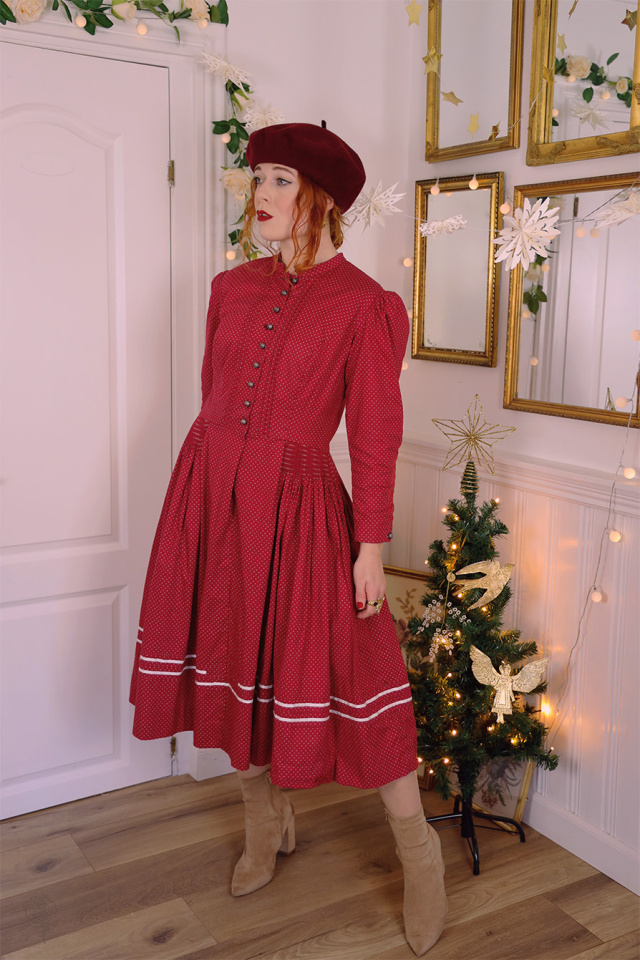 Burgundy Austrian Vintage Dress | M