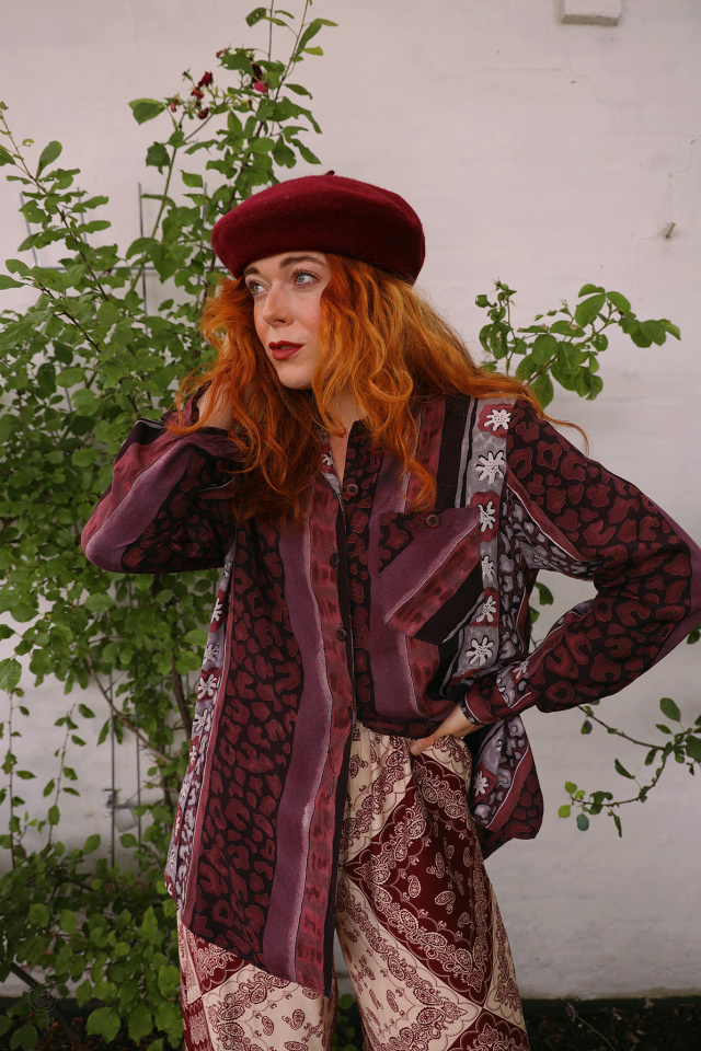 Burgundy Wine Red 90's Blouse | M