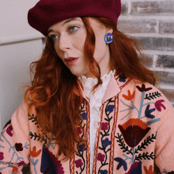 Bright Burgundy Wool Beret