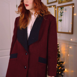 Burgundy Wool Vintage Coat | S/M