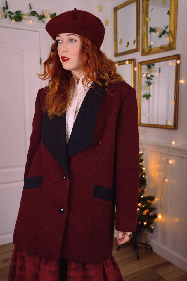 Burgundy Wool Vintage Coat | S/M