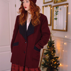 Burgundy Wool Vintage Coat | S/M