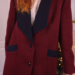 Burgundy Wool Vintage Coat | S/M