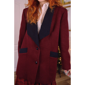 Burgundy Wool Vintage Coat | S/M